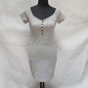 Popular21 Houndstooth Form Fitting Mini Dress 97% Cotton 3% Spandex Size M